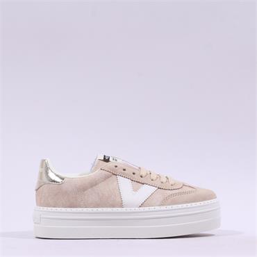 Victoria Barcelona Platform Lace Trainer - Platinum